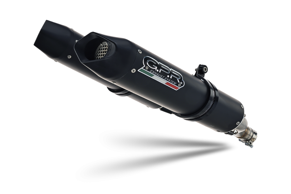 Pot echappement compatible avec Aprilia Dorsoduro 900 2017-2020, Furore Evo4 Nero, Paire de pot d'échappement homologuées, livrées avec db killer amovible et raccords spécifiques 