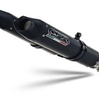 Pot echappement compatible avec Aprilia Shiver 900 2017-2020, Furore Evo4 Nero, Paire de pot d'échappement homologuées, livrées avec db killer amovible et raccords spécifiques 