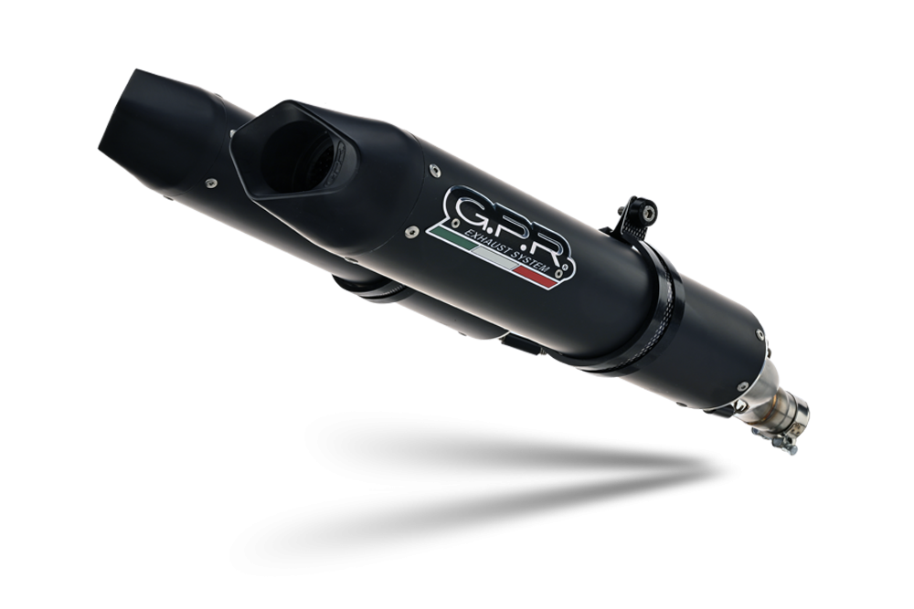 Pot echappement compatible avec Aprilia Dorsoduro 900 2017-2020, Furore Nero, Double pot échappement racing, avec les tuyaux de liaison, article sans homologation 