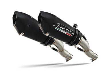 Pot echappement compatible avec Ducati Hypermotard 1100 -1100 Evo 2007-2012, Gpe Ann. Black titanium, Paire de pot d'échappement homologuées, livrées avec db killer amovible et raccords spécifiques 