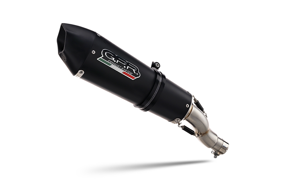 GPR pot echappement compatible avec  Aprilia RS 457 2024-2025, New Gpe Black titanium, Homologué et légal, système d'échappement complet avec catalyseur et db killer amovible 