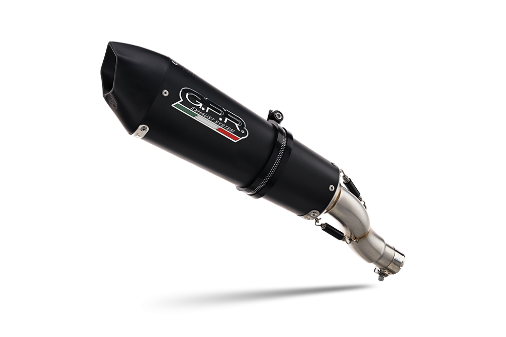 Pot echappement compatible avec Triumph Daytona 660 2023-2025, GP Evo4 Black Titanium, Homologué et légal, système d'échappement complet avec catalyseur et db killer amovible 