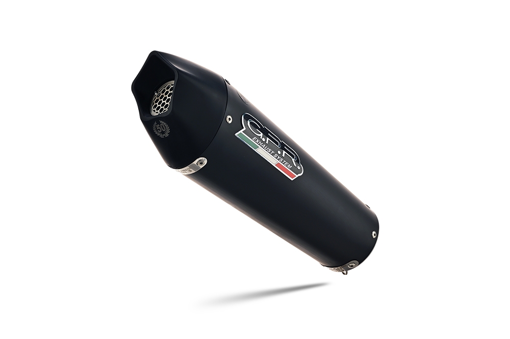 Pot echappement compatible avec Triumph Daytona 660 2023-2025, GP Evo4 Black Titanium, Homologué et légal, système d'échappement complet avec catalyseur et db killer amovible 