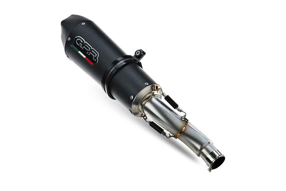 Pot echappement compatible avec Ducati Monster 696 2008-2014, Gpe Ann. Black titanium, Paire de pot d'échappement homologuées, livrées avec db killer amovible et raccords spécifiques 