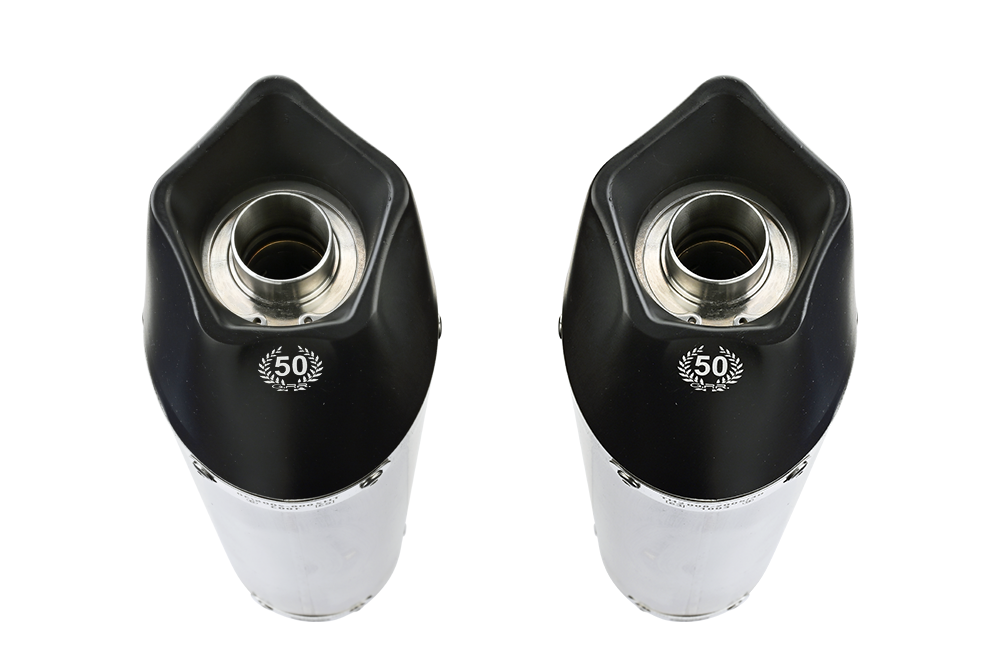 Pot echappement compatible avec Honda Cbr1100XX Superblackbird - X Eleven 1997-2006, Gpe Ann. titanium, Paire de pot d'échappement homologuées, livrées avec db killer amovible et raccords spécifiques 