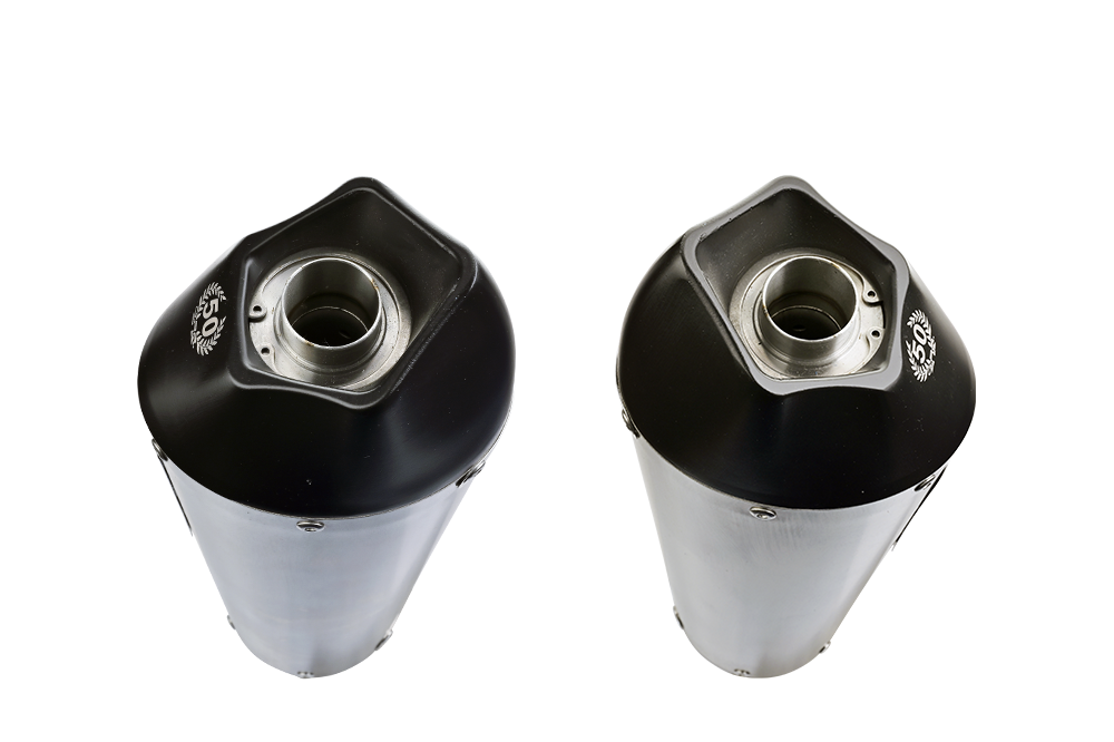 Pot echappement compatible avec Yamaha Yzf 1000 R1 2009-2014, Gpe Ann. titanium, Paire de pot d'échappement homologuées, livrées avec db killer amovible et raccords spécifiques 