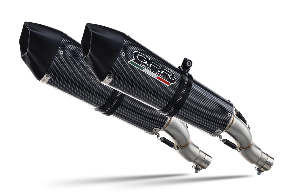 Pot echappement compatible avec Aprilia Shiver 900 2017-2020, GP Evo4 Poppy, Paire de pot d'échappement homologuées, livrées avec db killer amovible et raccords spécifiques 