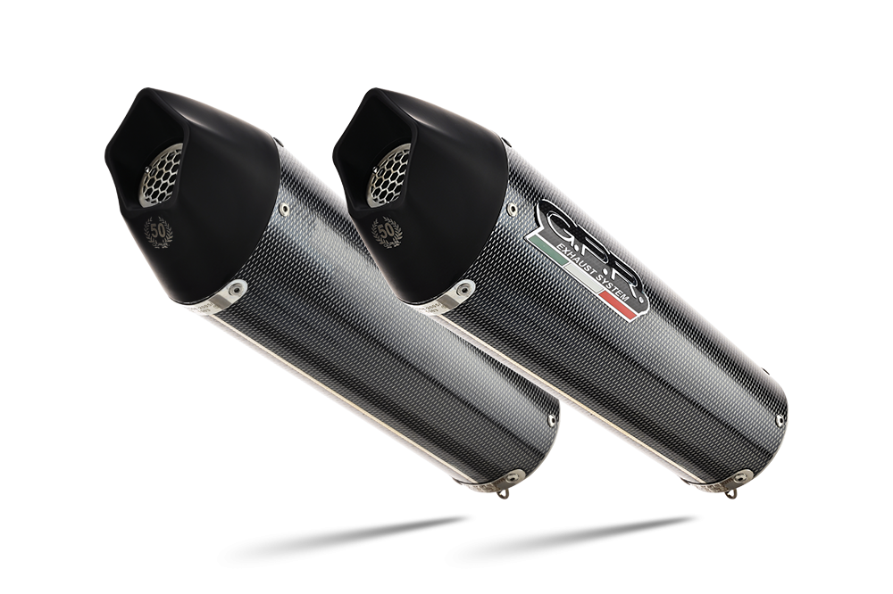 Pot echappement compatible avec Aprilia Shiver 900 2017-2020, GP Evo4 Poppy, Paire de pot d'échappement homologuées, livrées avec db killer amovible et raccords spécifiques 