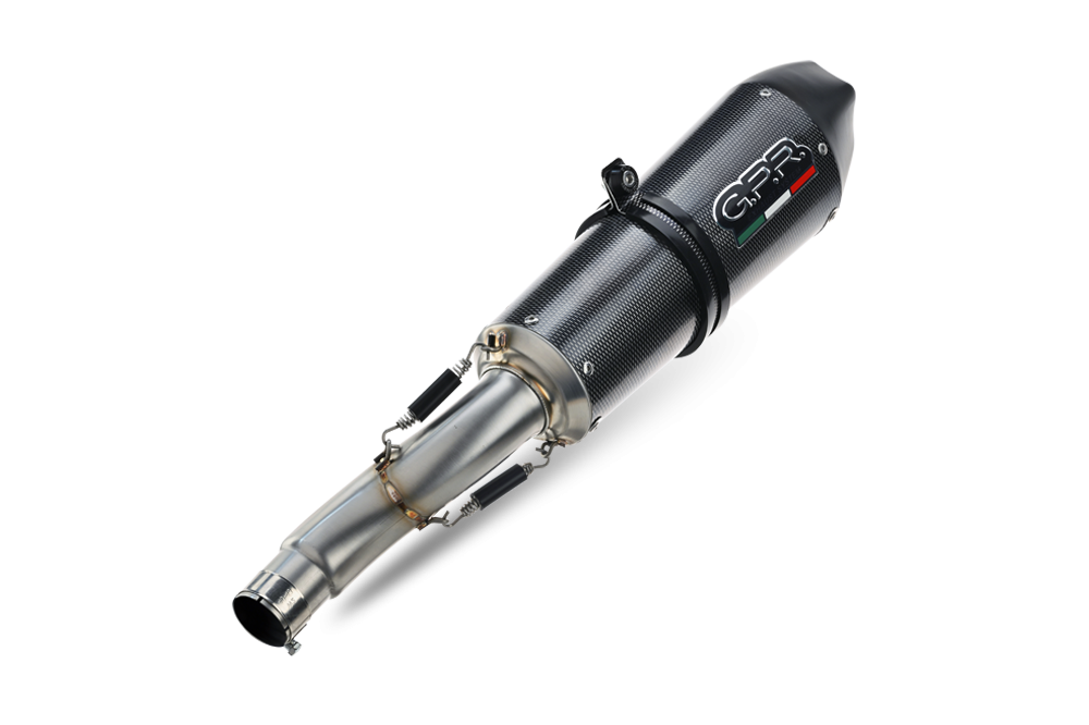 Pot echappement compatible avec Aprilia Shiver 900 2017-2020, GP Evo4 Poppy, Paire de pot d'échappement homologuées, livrées avec db killer amovible et raccords spécifiques 