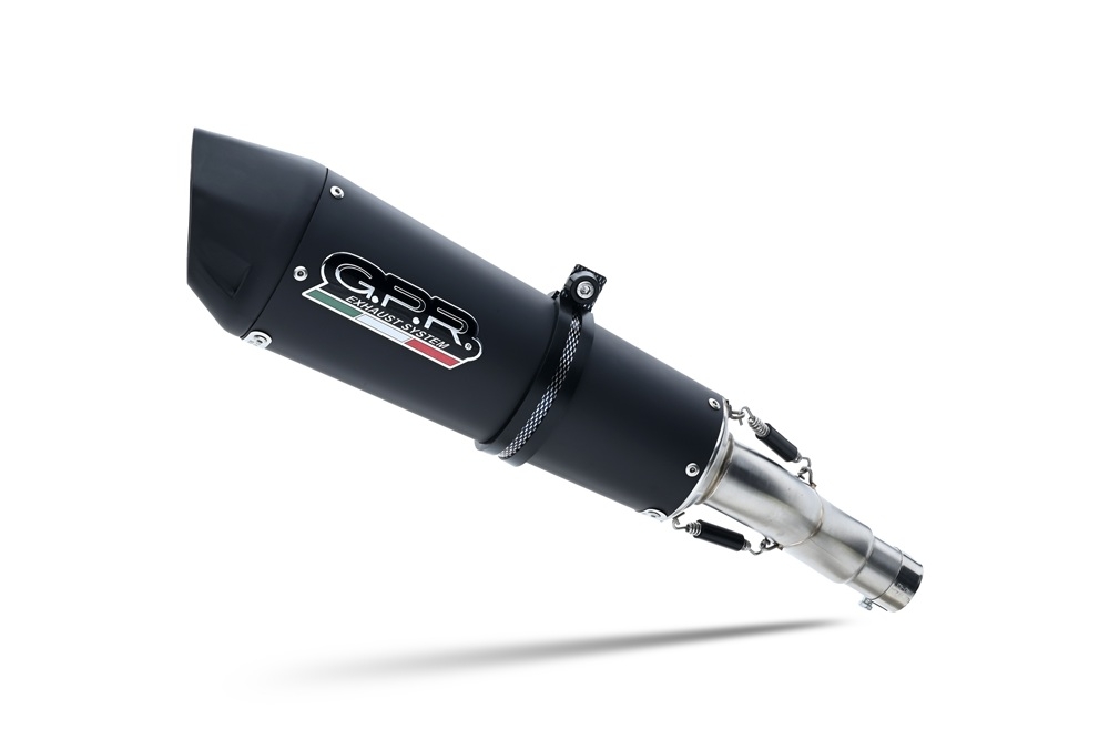 GPR pot echappement compatible avec  Triumph Daytona 660 2023-2025, New Grand Prix Evo Black Titanium, Homologué et légal, système d'échappement complet avec catalyseur et db killer amovible 