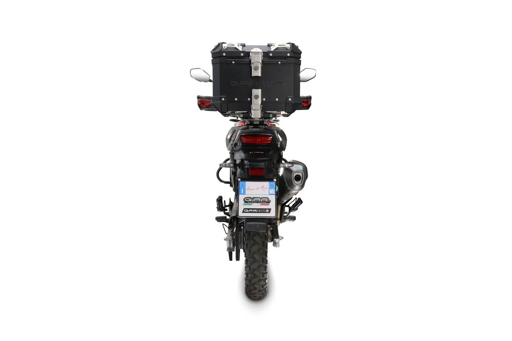 Top case GPR TECH compatible with  Hero Xpulse 200 4V 2025/2026 E5 plus Top Case Alpitech en aluminium, couleur noire avec plaque spécifique incluse Capacité Litres 26