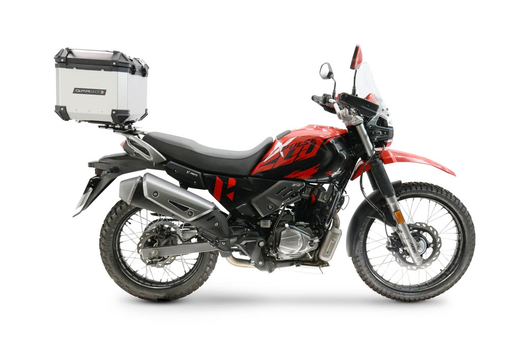 Top case GPR TECH compatible with  Hero Xpulse 200 BS6 4V 2021/2024 E5 Top Case Alpitech en aluminium, couleur argent avec plaque spécifique incluse Capacité Litres 35