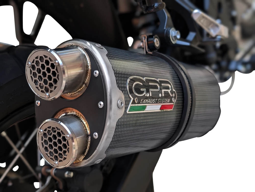 GPR pot echappement compatible avec  Honda XL750 TRANSALP 750 2023-2025, Dual Poppy, Échappement légal, homologué,silencieux avec db killer amovible et tuyau de liaison spécifique 