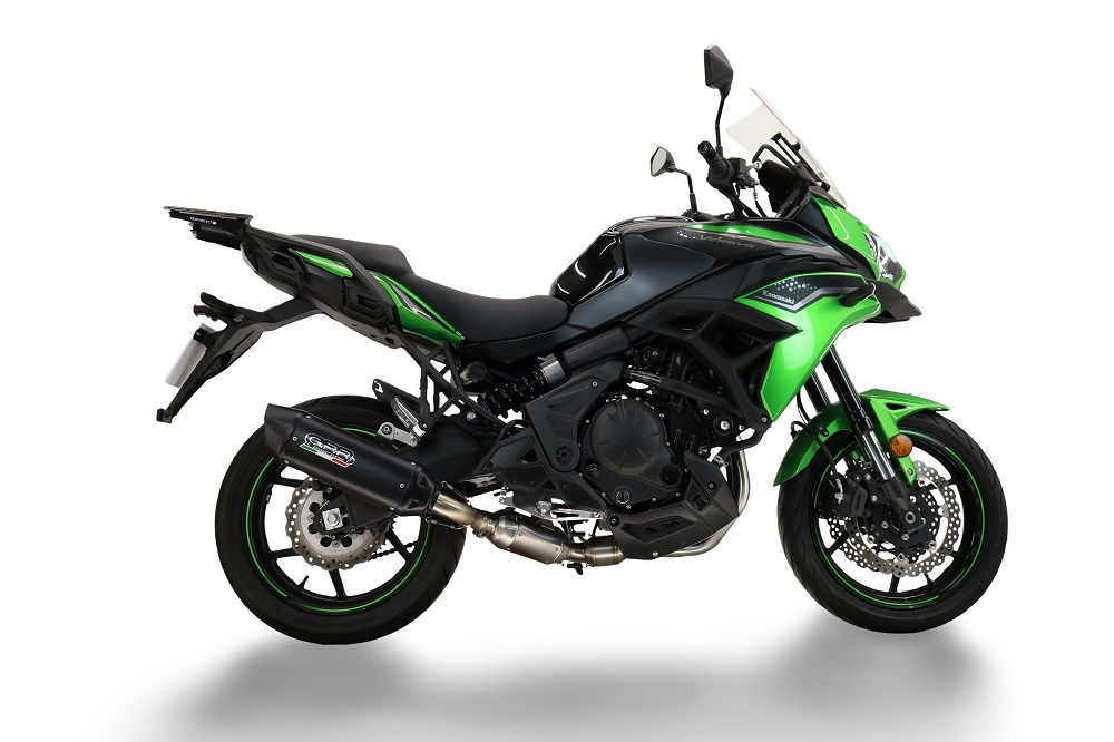Pot echappement compatible avec Kawasaki Versys 650 2023-2025, Furore-X Titanio Nero, Silencieux homologué pour bruit, échappement complet avec catalyseur et db killer 