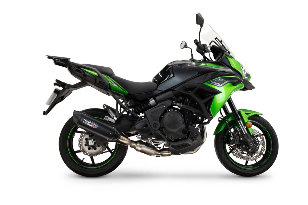 Pot echappement compatible avec Kawasaki Versys 650 2023-2025, Furore-X Titanio Nero, Silencieux homologué pour bruit, échappement complet avec catalyseur et db killer 