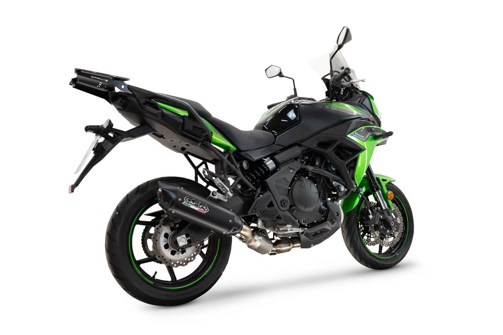 Pot echappement compatible avec Kawasaki Versys 650 2023-2025, Furore-X Titanio Nero, Silencieux homologué pour bruit, échappement complet avec catalyseur et db killer 