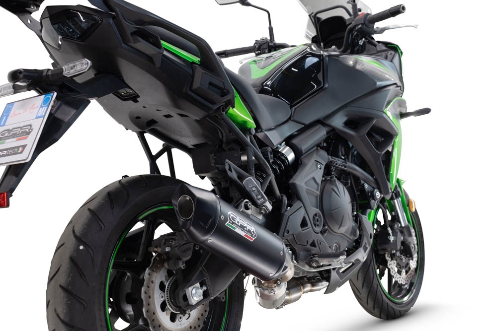 Pot echappement compatible avec Kawasaki Versys 650 2023-2025, Furore-X Titanio Nero, Silencieux homologué pour bruit, échappement complet avec catalyseur et db killer 