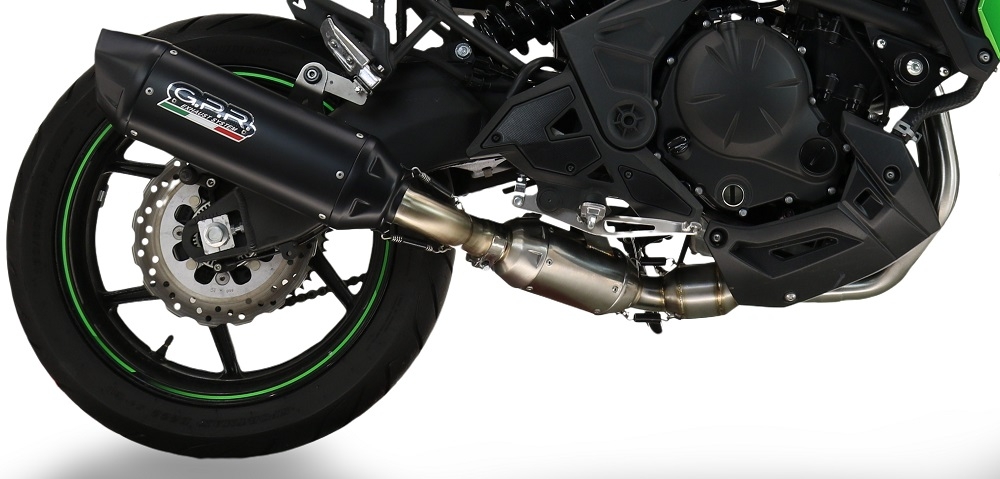 Pot echappement compatible avec Kawasaki Versys 650 2023-2025, Furore-X Titanio Nero, Silencieux homologué pour bruit, échappement complet avec catalyseur et db killer 