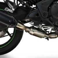 Pot echappement compatible avec Kawasaki Versys 650 2023-2025, Furore-X Titanio Nero, Silencieux homologué pour bruit, échappement complet avec catalyseur et db killer 