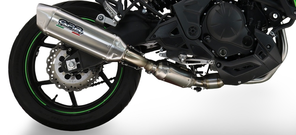 Pot echappement compatible avec Kawasaki Versys 650 2023-2025, Furore-X Acciaio Inox, Silencieux homologué pour bruit, échappement complet avec catalyseur et db killer 