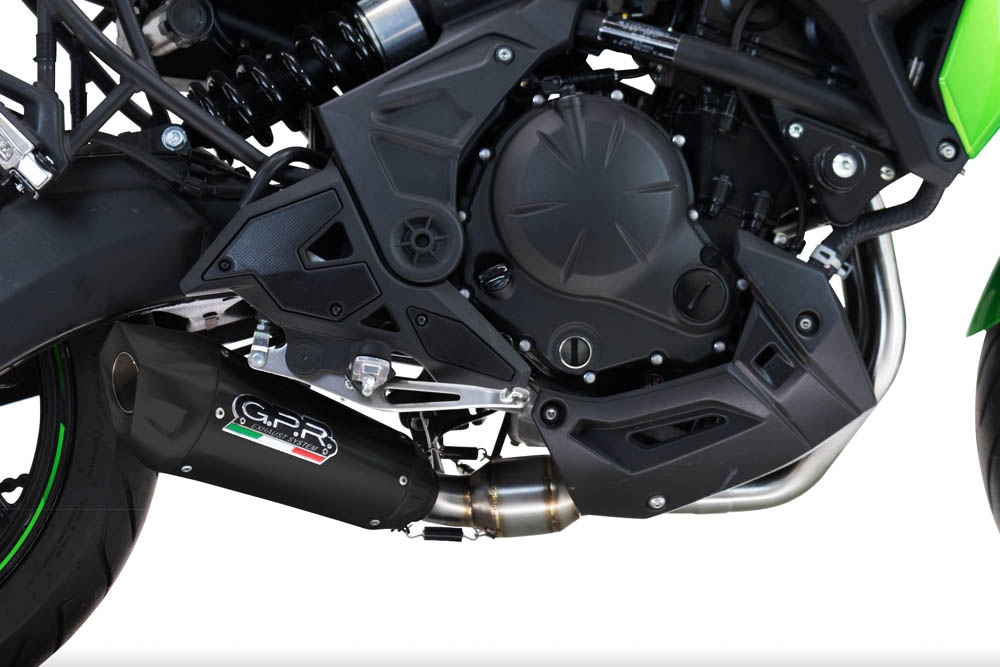 Pot echappement compatible avec Kawasaki Z 650 2023-2025, GP-Revo Black Titanium, Pot échappement complet racing, sans homologation, avec db killer amovible 