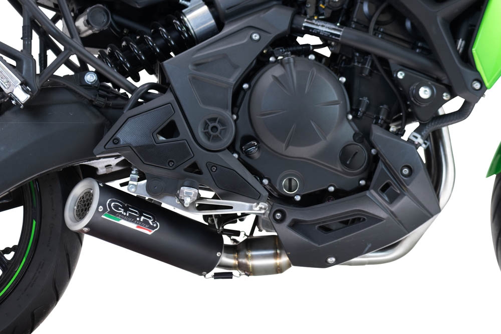 Pot echappement compatible avec Kawasaki Z 650 2023-2025, M3 Black Titanium, Pot d'échappement complet racing, compris de collecteur et db killer amovible, sans homologation 