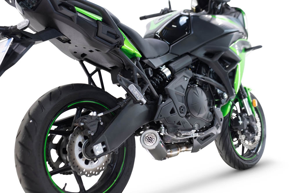 GPR pot echappement compatible avec  Kawasaki Versys 650 2023-2025, M3 Black Titanium, Pot d'échappement complet racing, compris de collecteur et db killer amovible, sans homologation 
