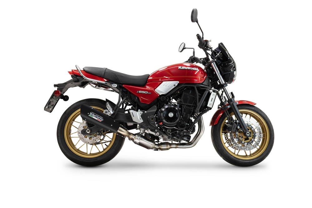 Pot echappement compatible avec Kawasaki Z 650 RS 2024-2025, GP-Revo Black Titanium, Silencieux homologué pour bruit, échappement complet avec catalyseur et db killer 