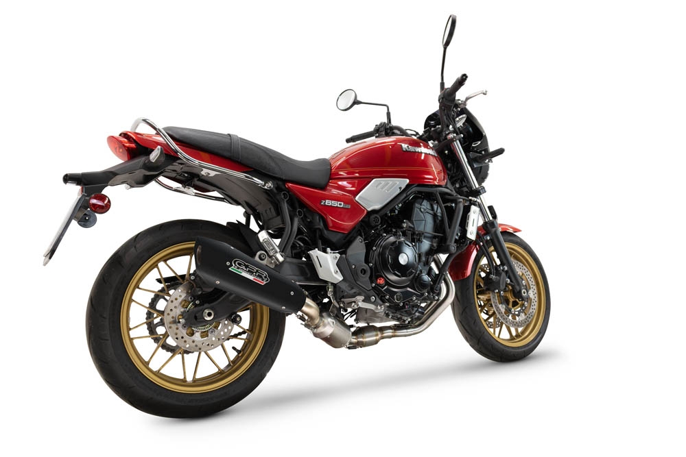 Pot echappement compatible avec Kawasaki Z 650 RS 2024-2025, GP-Revo Black Titanium, Silencieux homologué pour bruit, échappement complet avec catalyseur et db killer 