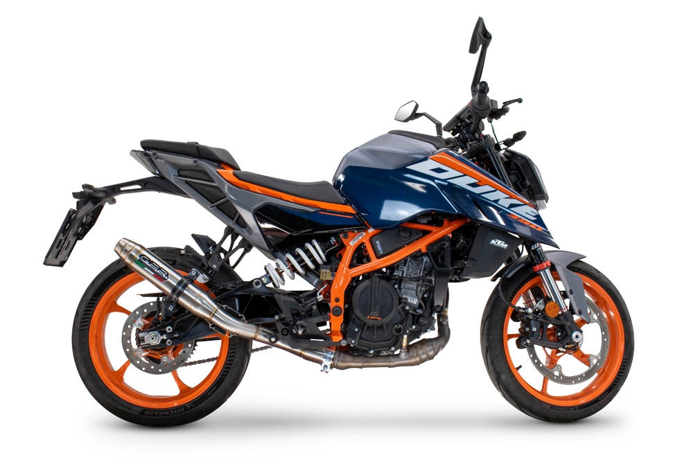Pot echappement compatible avec Ktm Duke 125 2024-2025, Deeptone Inox, Échappement légal, homologué,silencieux avec db killer amovible et tuyau de liaison spécifique 