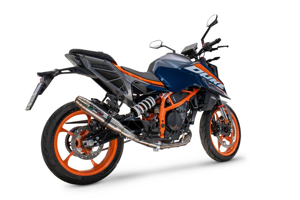 Pot echappement compatible avec Ktm Duke 125 2024-2025, Deeptone Inox, Échappement légal, homologué,silencieux avec db killer amovible et tuyau de liaison spécifique 