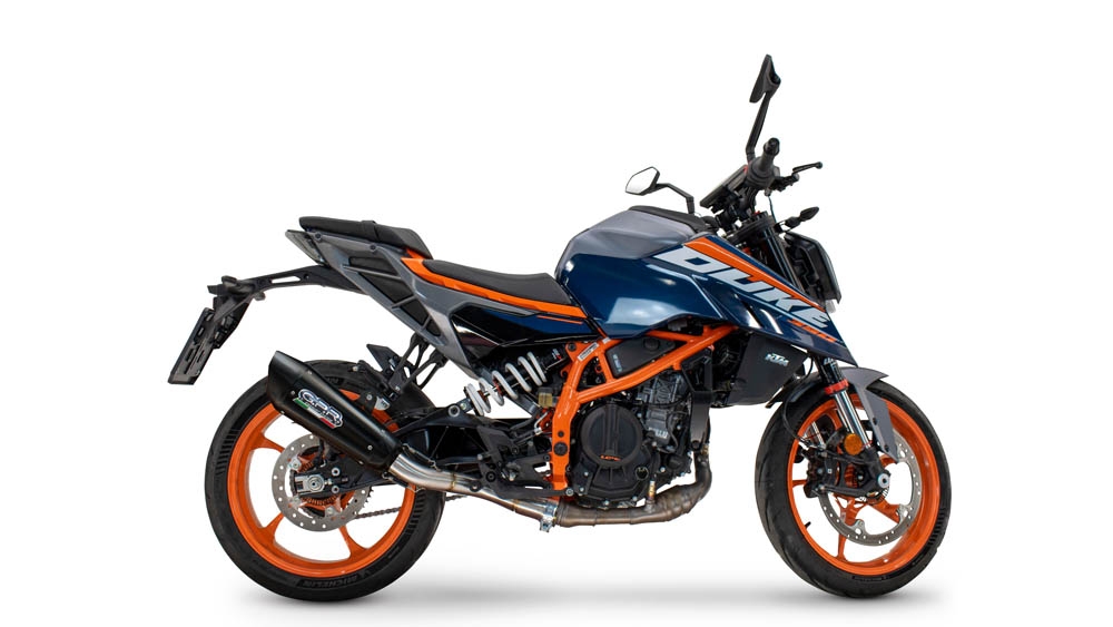 Pot echappement compatible avec Ktm Duke 390 2024-2025, GP-Revo Black Titanium, Échappement légal, homologué,silencieux avec db killer amovible et tuyau de liaison spécifique 