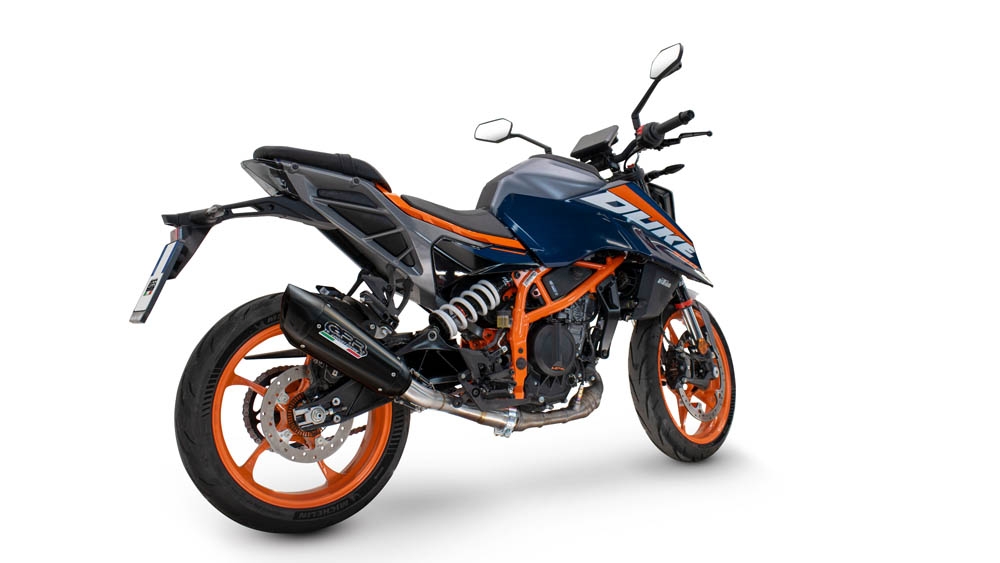 Pot echappement compatible avec Ktm Duke 390 2024-2025, GP-Revo Black Titanium, Échappement légal, homologué,silencieux avec db killer amovible et tuyau de liaison spécifique 