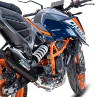 Pot echappement compatible avec Ktm Duke 390 2024-2025, GP-Revo Black Titanium, Échappement légal, homologué,silencieux avec db killer amovible et tuyau de liaison spécifique 