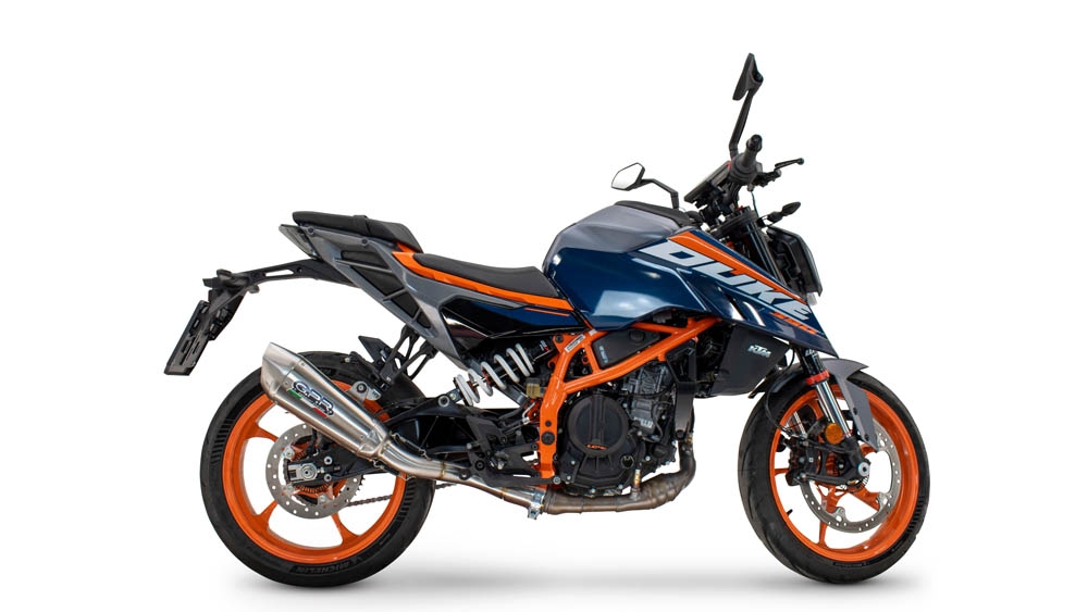 Pot echappement compatible avec Ktm Duke 390 2024-2025, GP-Revo Titanium, Échappement légal, homologué,silencieux avec db killer amovible et tuyau de liaison spécifique 