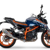 Pot echappement compatible avec Ktm Duke 125 2024-2025, GP-Revo Titanium, Échappement légal, homologué,silencieux avec db killer amovible et tuyau de liaison spécifique 
