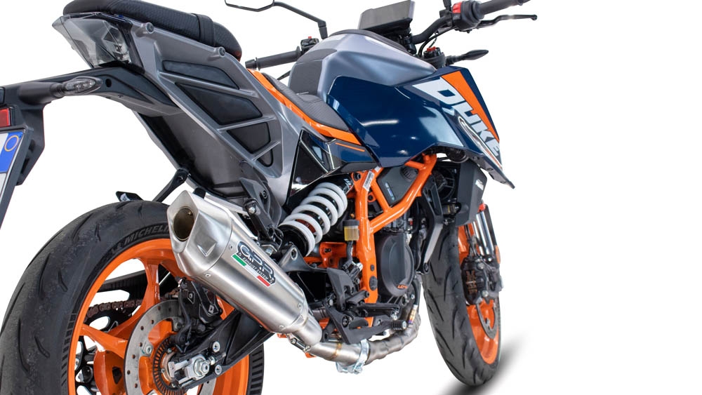Pot echappement compatible avec Ktm Duke 390 2024-2025, GP-Revo Titanium, Échappement légal, homologué,silencieux avec db killer amovible et tuyau de liaison spécifique 