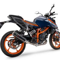 Pot echappement compatible avec Ktm Duke 125 2024-2025, M3 Black Titanium, Échappement légal, homologué,silencieux avec db killer amovible et tuyau de liaison spécifique 