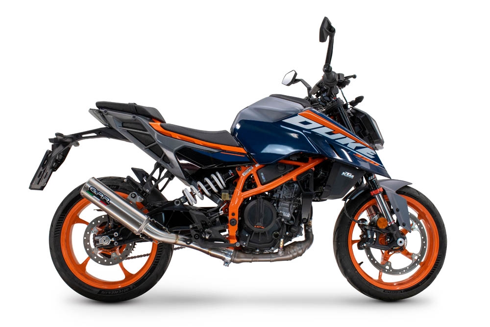 Pot echappement compatible avec Ktm Duke 390 2024-2025, M3 Inox , Échappement légal, homologué,silencieux avec db killer amovible et tuyau de liaison spécifique 