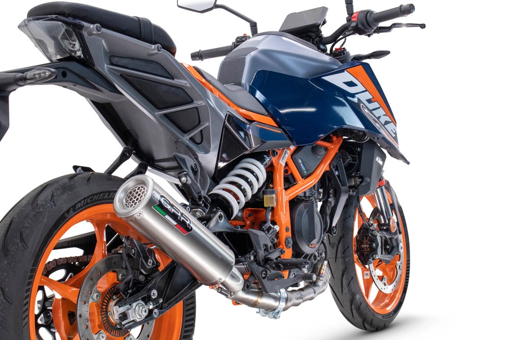 Pot echappement compatible avec Ktm Duke 390 2024-2025, M3 Inox , Échappement légal, homologué,silencieux avec db killer amovible et tuyau de liaison spécifique 