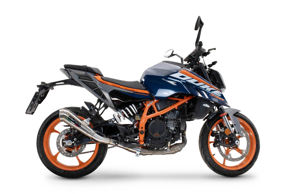 Pot echappement compatible avec Ktm Duke 125 2024-2025, Powercone Evo, Échappement légal, homologué,silencieux avec db killer amovible et tuyau de liaison spécifique 