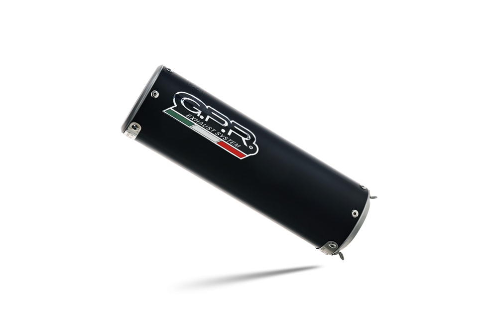 Pot echappement compatible avec Triumph Daytona 660 2023-2025, M3 Black Titanium, Homologué et légal, système d'échappement complet avec catalyseur et db killer amovible 