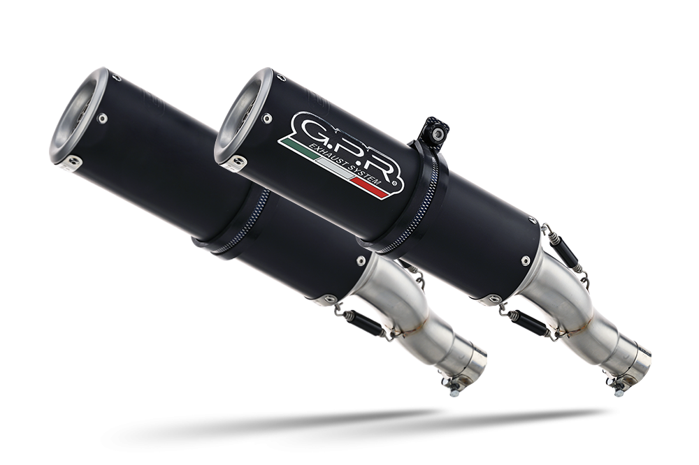 Pot echappement compatible avec Ducati Monster 796 2010-2014, M3 Black Titanium, Paire de pot d'échappement homologuées, livrées avec db killer amovible, catalyseurs et raccords spécifiques 