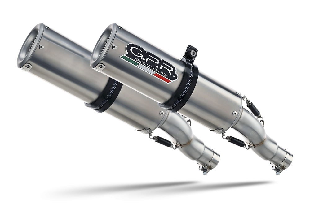 Pot echappement compatible avec Aprilia Shiver 900 2017-2020, M3 Inox , Paire de pot d'échappement homologuées, livrées avec db killer amovible et raccords spécifiques 