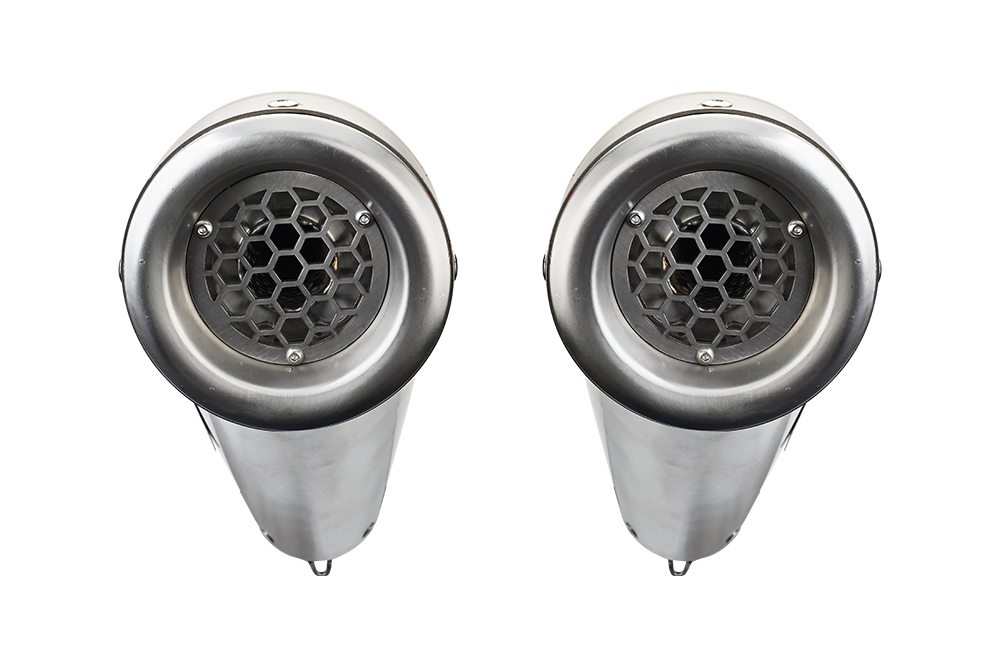 Pot echappement compatible avec Kawasaki Kfx 700 2004-2011, Powercone Evo, Homologué et légal, système d'échappement complet avec double silencieaux, avec db killer amovible et collecteur spécifique 