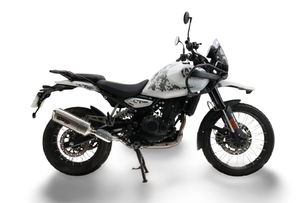 Pot echappement compatible avec Royal Enfield Guerrilla 450 2024-2025, Satinox, Échappement légal, homologué,silencieux avec db killer amovible et tuyau de liaison spécifique 