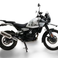 Pot echappement compatible avec Royal Enfield Guerrilla 450 2024-2025, Satinox, Échappement légal, homologué,silencieux avec db killer amovible et tuyau de liaison spécifique 