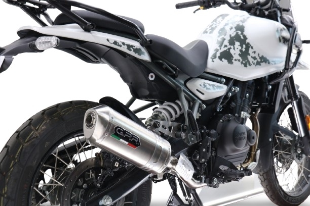 Pot echappement compatible avec Royal Enfield Guerrilla 450 2024-2025, Satinox, Échappement légal, homologué,silencieux avec db killer amovible et tuyau de liaison spécifique 