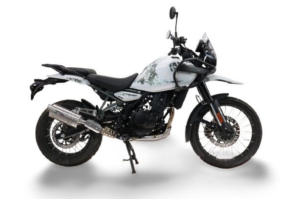 Pot echappement compatible avec Royal Enfield Himalayan 450 2024-2025, Dune Triovale Titanio, Échappement légal, homologué,silencieux avec db killer amovible et tuyau de liaison spécifique 