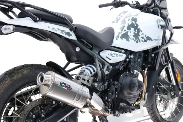 Pot echappement compatible avec Royal Enfield Himalayan 450 2024-2025, Dune Triovale Titanio, Échappement légal, homologué,silencieux avec db killer amovible et tuyau de liaison spécifique 